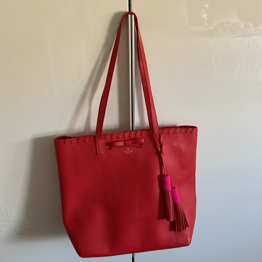 KATE SPADE Red Tote with tassels and bow